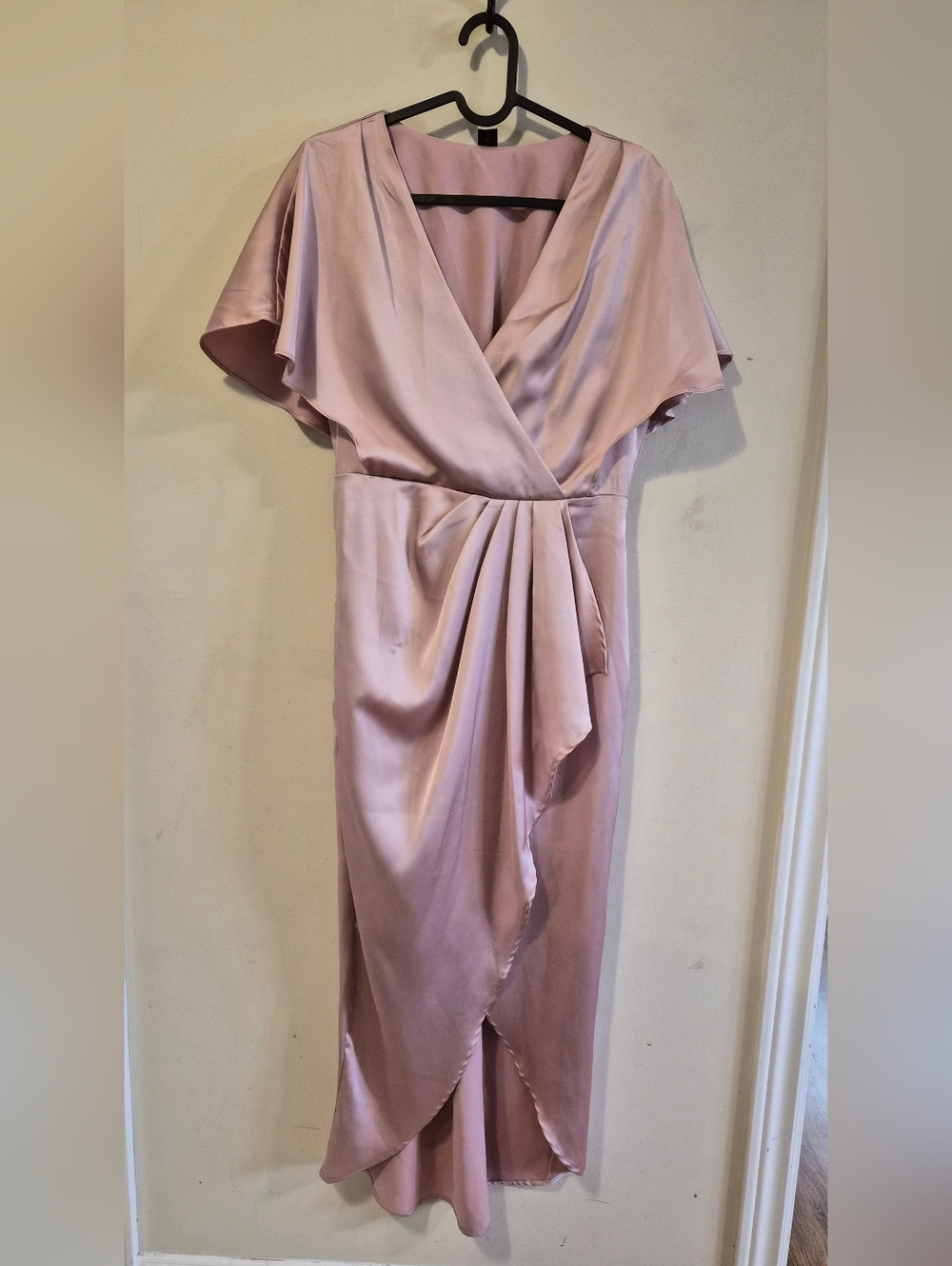 SHEIN Dusty Lilac Satin Wrap Midi Dress